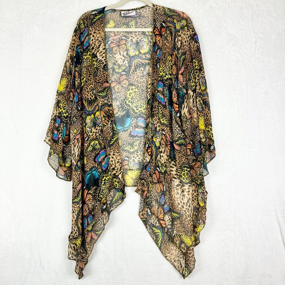Sterling Styles Short Butterfly Leopard Jacket Kimono Wrap Top One Size Artsy